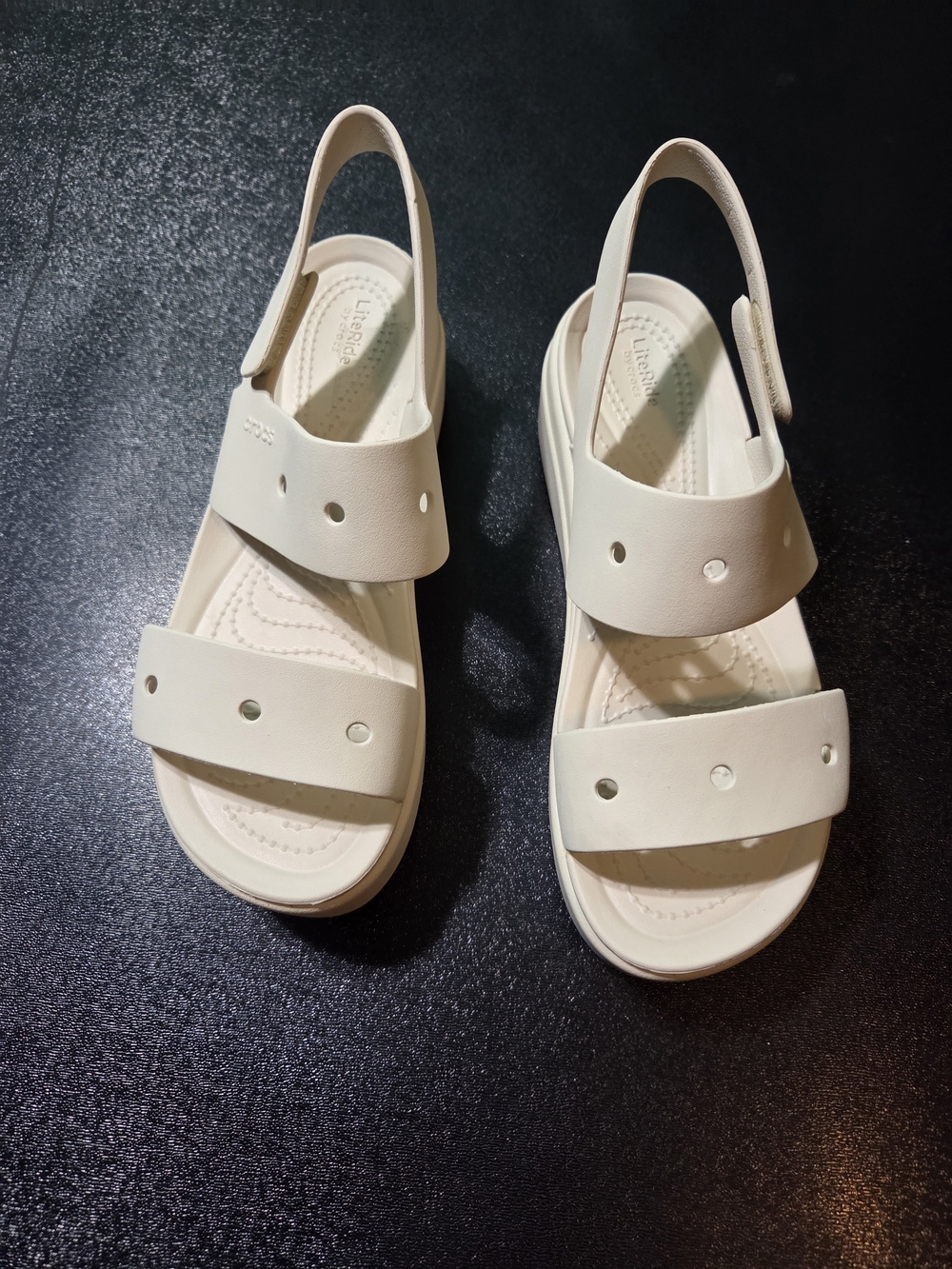 CROCS Women's Cream Double-Strap Slingback Sandals